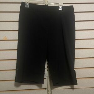 B Works Women's JRS Black Capri Pants Size 13 Wide Leg Button Detail Casual